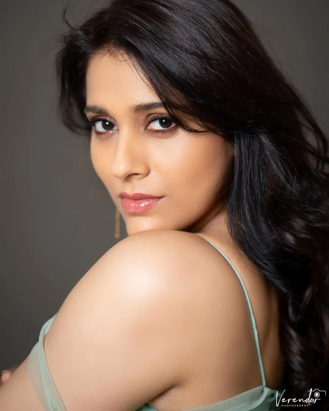 Rashmi Gautam Long Hair Green Gown